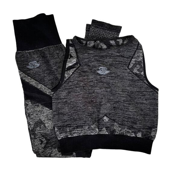 Engineered Life Black Camo Legging Sports Bra Matching Set Sz M - Picture 1 of 8